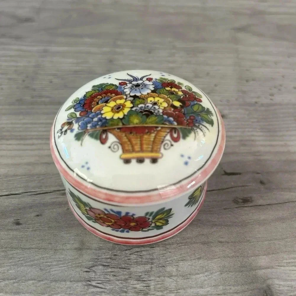 Delft Polychrome Hand painted Trinket Box
